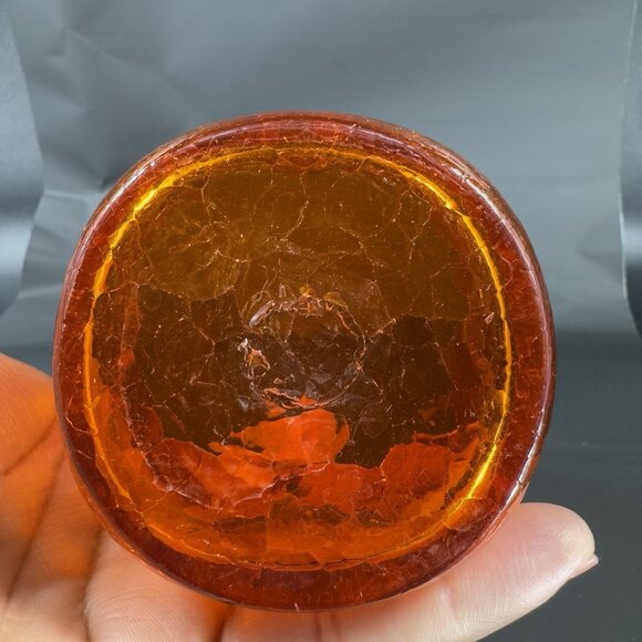 Blenko Dimpled Pinched Crackle Glass Red Drinking Glass Cup Hand Blown Vintage - Picture 9 of 12